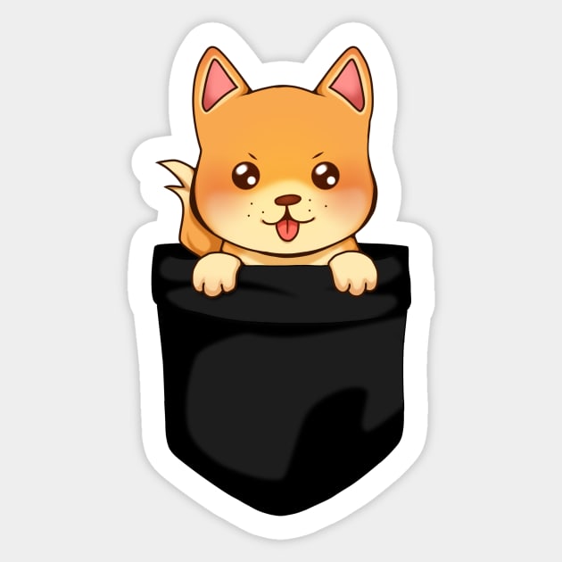 Kawaii Shiba Inu Dog, Cute Shiba inside Pocket Sticker by logiamerch